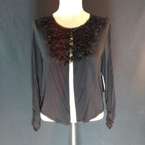 Grace long sleeve cardigan w "feathers", sz XL,NWT